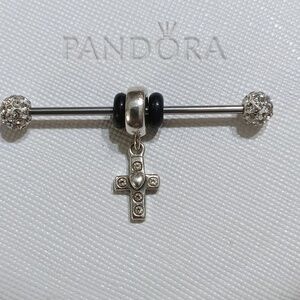 Pandora Vintage Clear CZ Cross Dangle Charm.